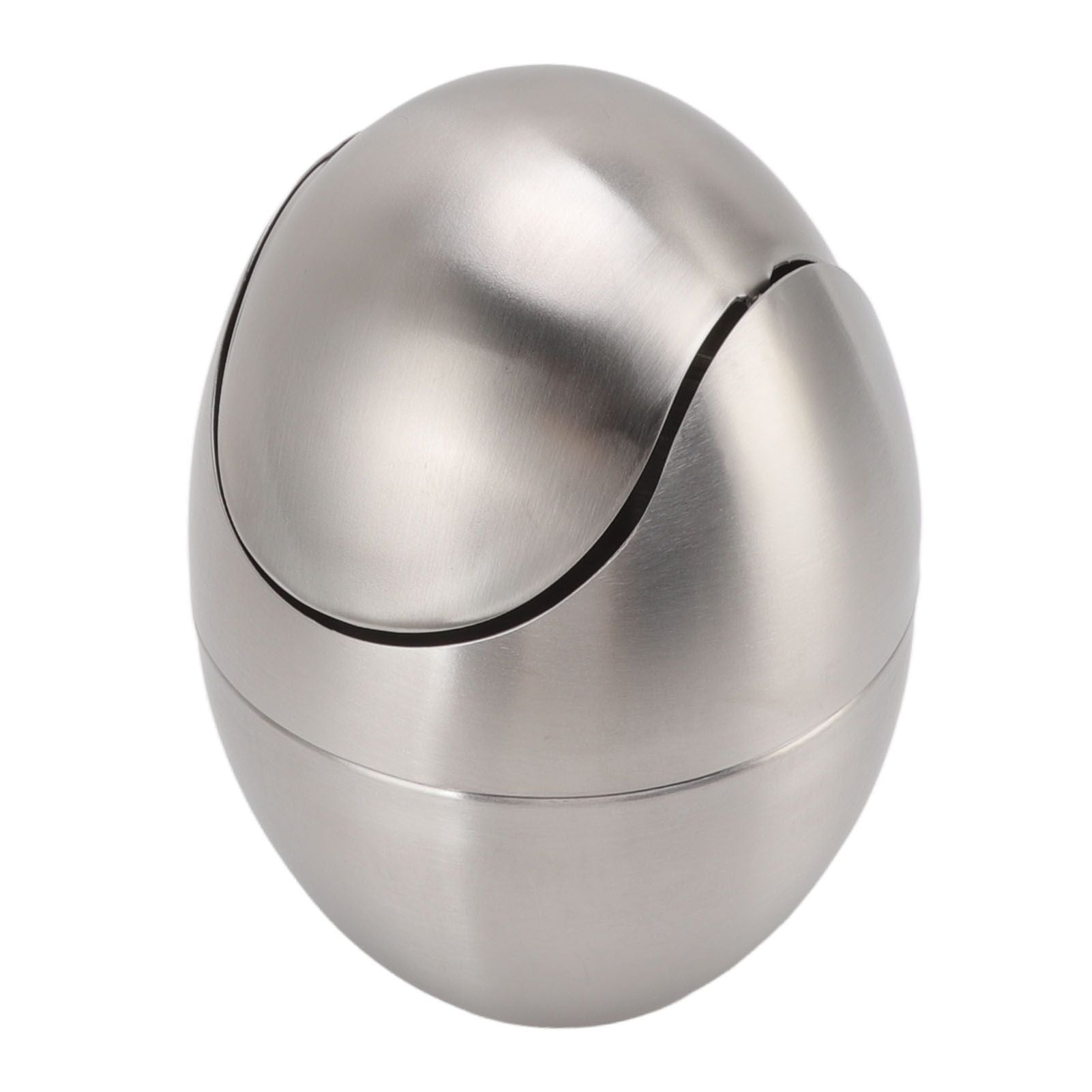 Desktop Trash Can Stainless Steel Egg Shape Mini Countertop Waste Bin with Swing Lid for Bathroom Bedroom V1294-YM0512-3117220254311