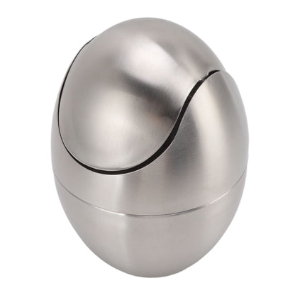 Desktop Trash Can Stainless Steel Egg Shape Mini Countertop Waste Bin with Swing Lid for Bathroom Bedroom V1294-YM0512-3117220254311