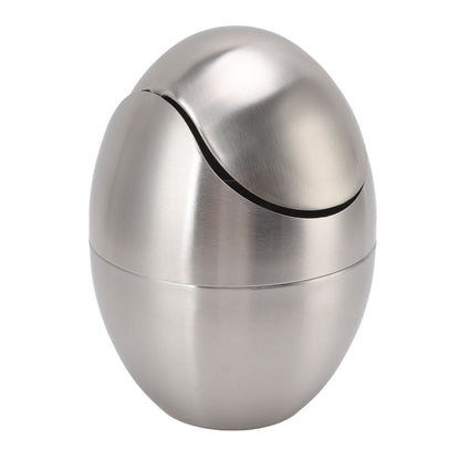 Desktop Trash Can Stainless Steel Egg Shape Mini Countertop Waste Bin with Swing Lid for Bathroom Bedroom V1294-YM0512-3117220254311