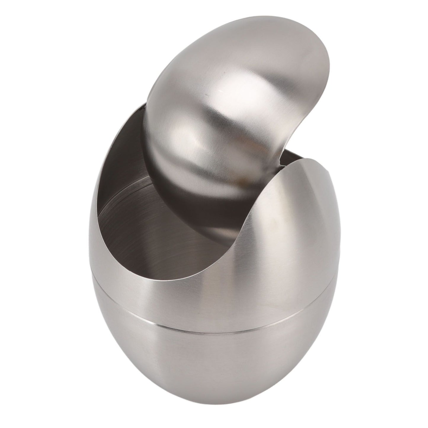 Desktop Trash Can Stainless Steel Egg Shape Mini Countertop Waste Bin with Swing Lid for Bathroom Bedroom V1294-YM0512-3117220254311