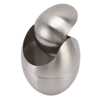 Desktop Trash Can Stainless Steel Egg Shape Mini Countertop Waste Bin with Swing Lid for Bathroom Bedroom V1294-YM0512-3117220254311