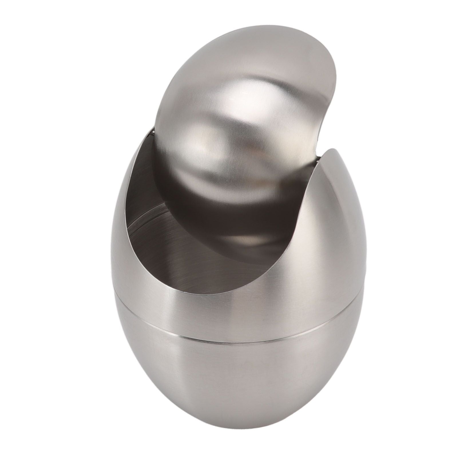 Desktop Trash Can Stainless Steel Egg Shape Mini Countertop Waste Bin with Swing Lid for Bathroom Bedroom V1294-YM0512-3117220254311