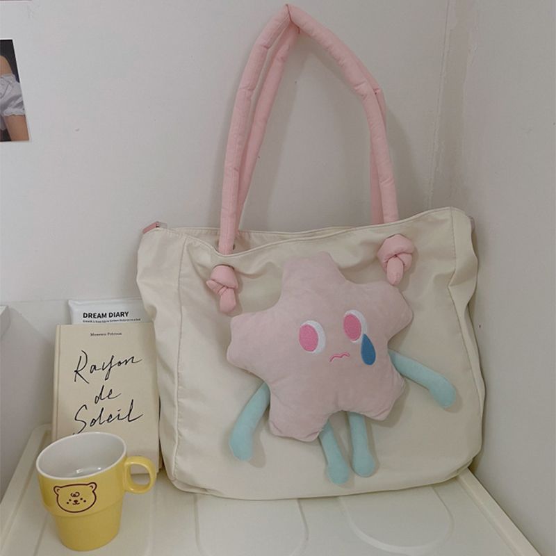 Tote Bag Nylon Large Capacity Removable Cute Star Doll Messenger Bag for PC Book Lipstick V1294-YM0512-3117220255511