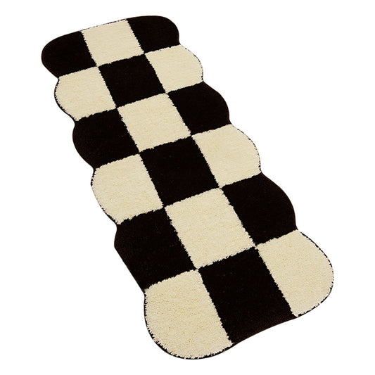 Runner Rug Black White Plaid Pattern Vintage Style Water Absorbent Stain Resistant Runner Carpet for Home V1294-YM0512-3117220256311