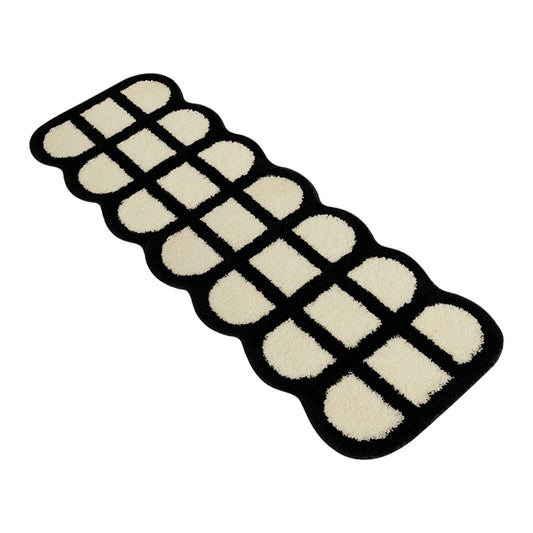 Runner Rug Black White Plaid Pattern Vintage Style Water Absorbent Stain Resistant Runner Carpet for Home V1294-YM0512-3117220256313