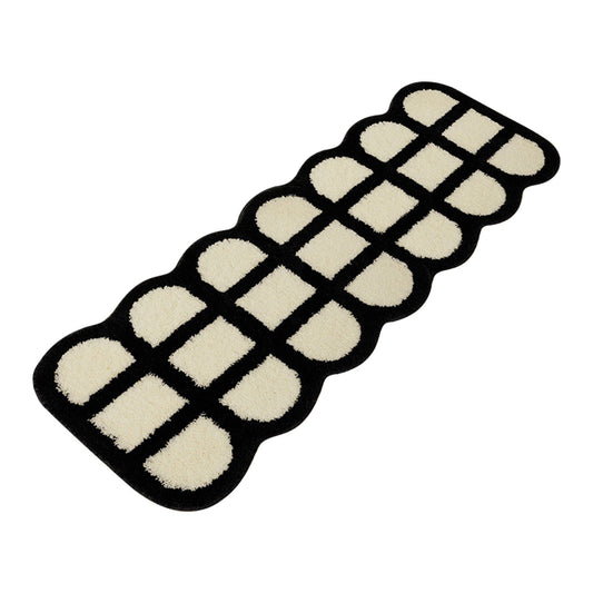 Runner Rug Black White Plaid Pattern Vintage Style Water Absorbent Stain Resistant Runner Carpet for Home V1294-YM0512-3117220256313
