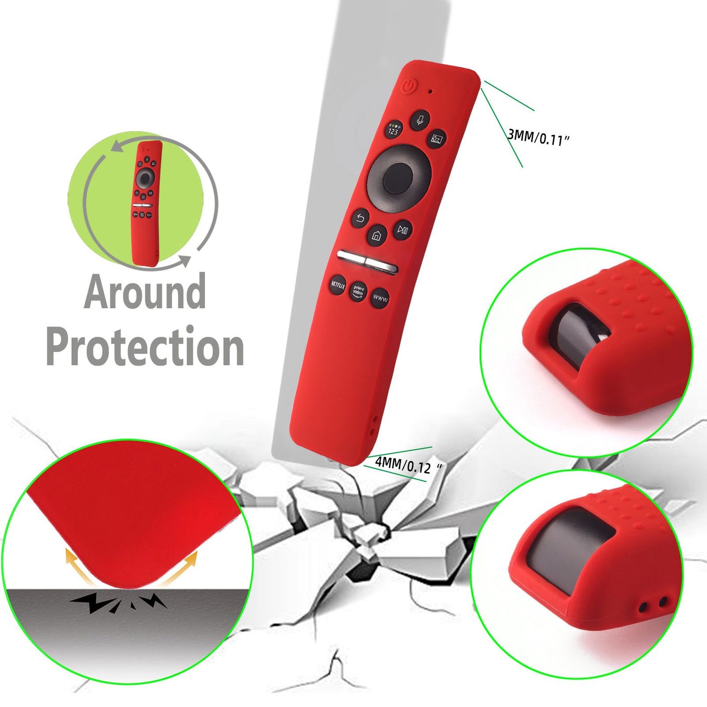 Silicone Protective Cover Case for Samsung Smart TV Remote Control BN59 01259E 1259B 1312A 1312B Red V1294-YM0512-3117220257911