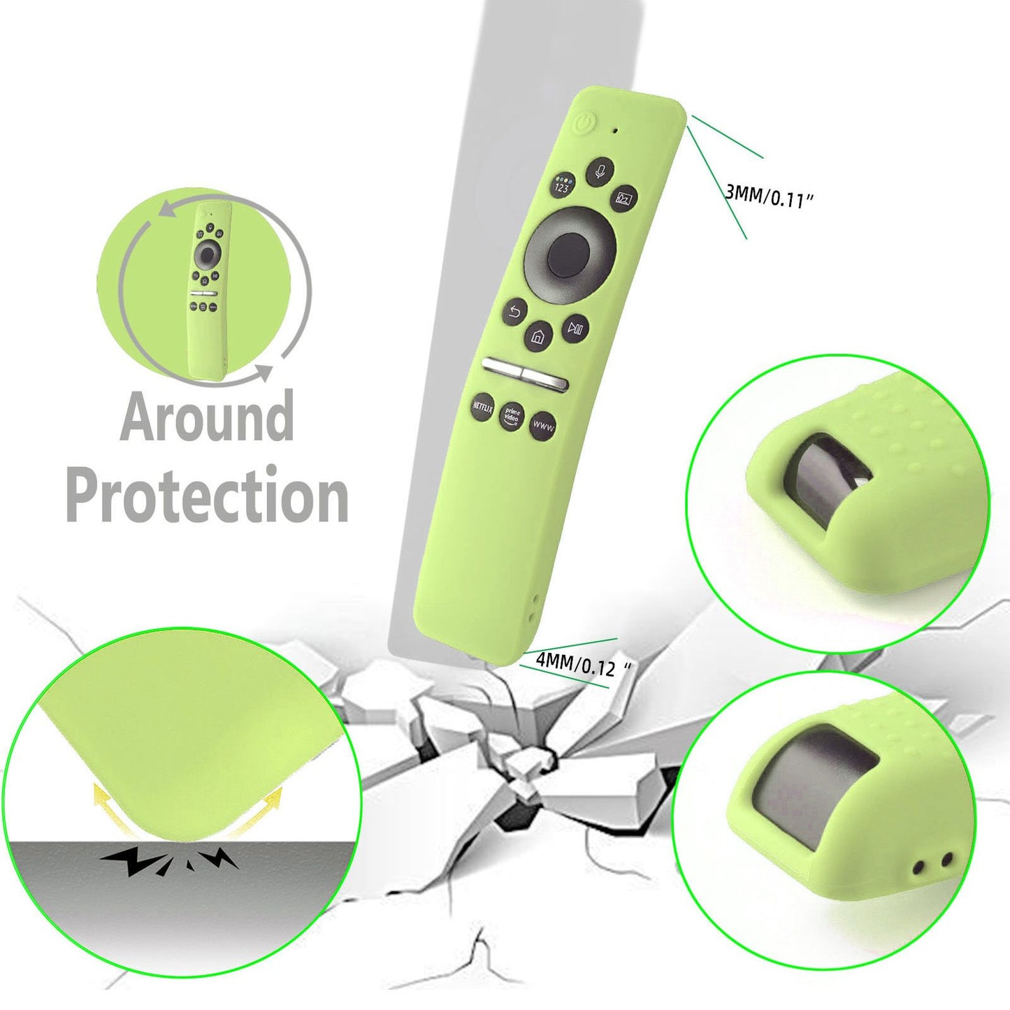Silicone Protective Cover Case for Samsung Smart TV Remote Control BN59 01259E 1259B 1312A 1312B Fluorescent V1294-YM0512-3117220257913