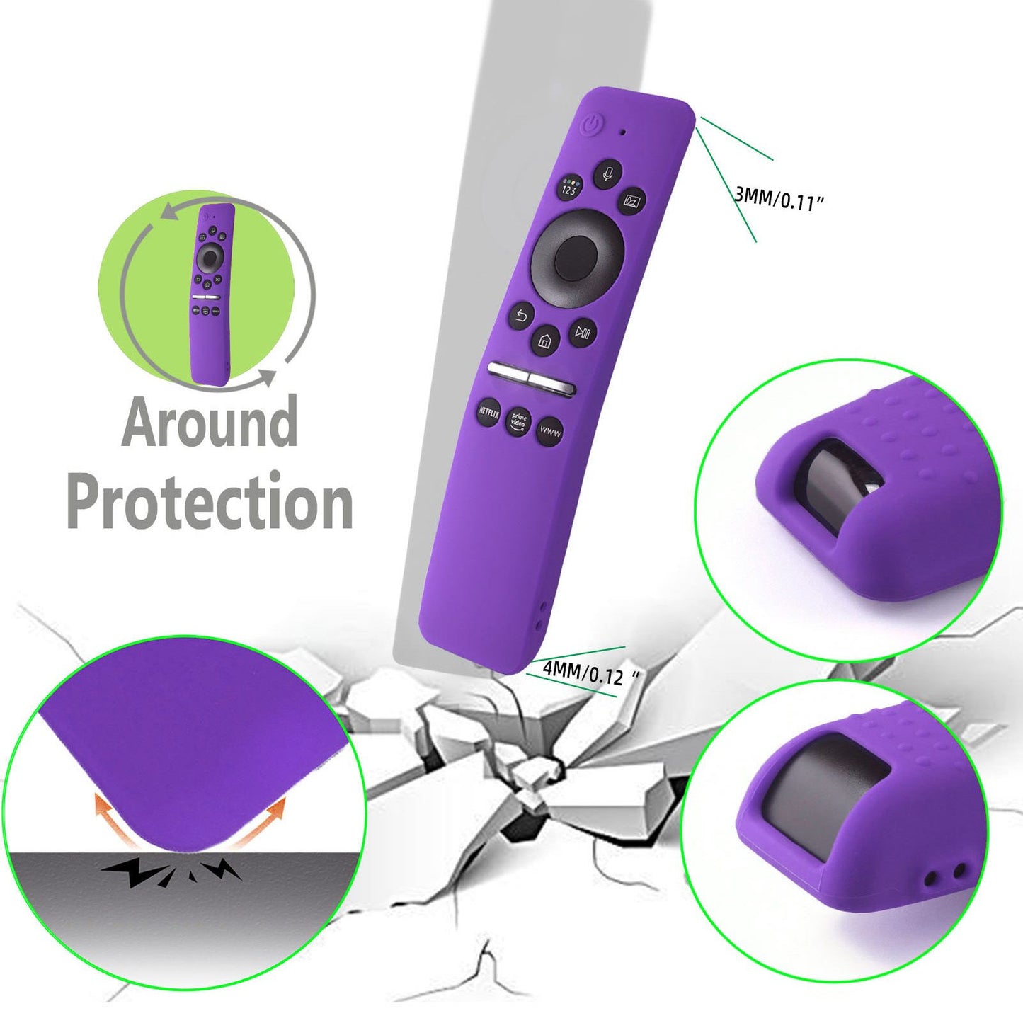 Silicone Protective Cover Case for Samsung Smart TV Remote Control BN59 01259E 1259B 1312A 1312B Purple V1294-YM0512-3117220257914