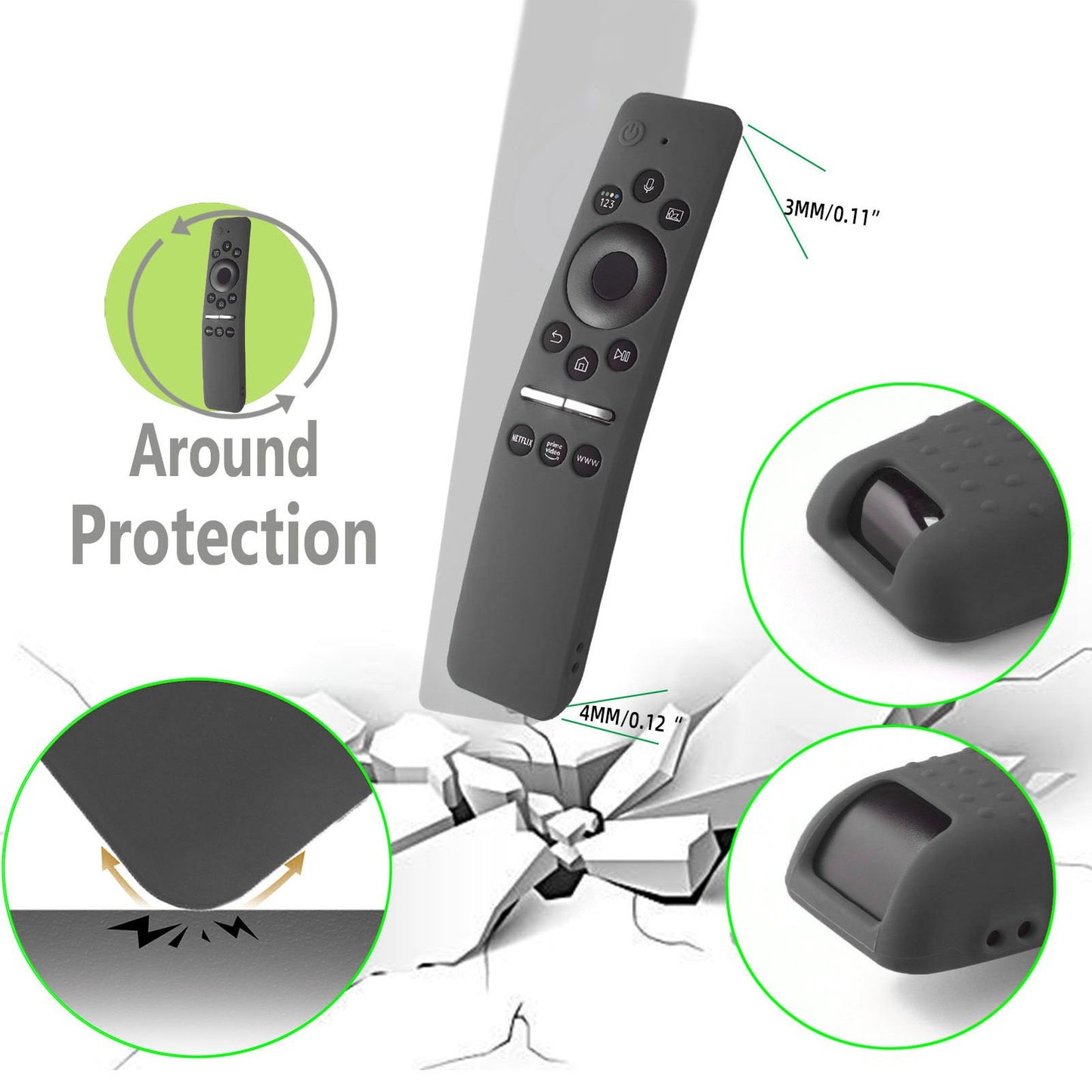 Silicone Protective Cover Case for Samsung Smart TV Remote Control BN59 01259E 1259B 1312A 1312B Gray V1294-YM0512-3117220257916