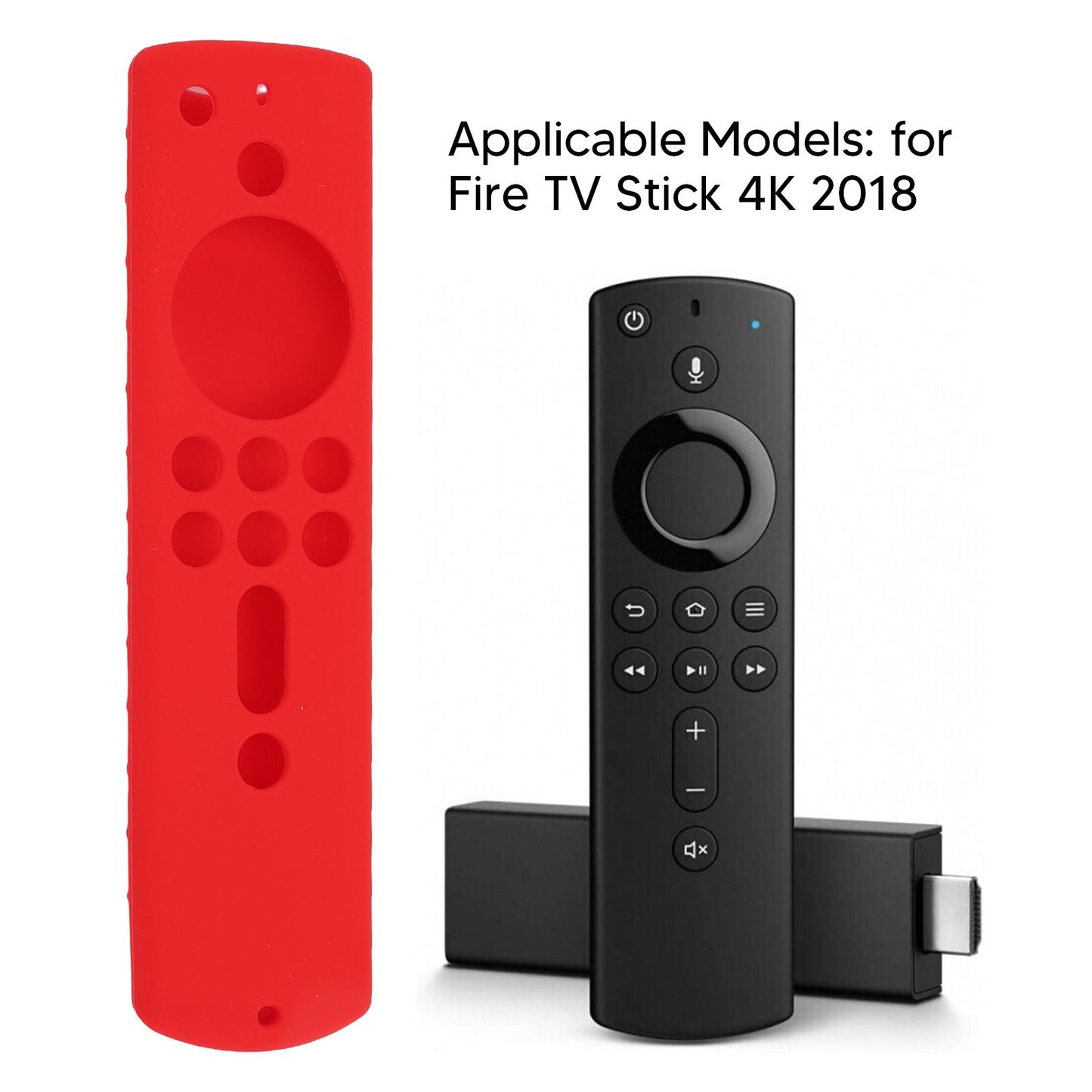 Silicone Protective Case for Fire TV Stick 4K 2018 Remote Control Shockproof Anti Slip Protective Cover Red V1294-YM0512-3117220258011