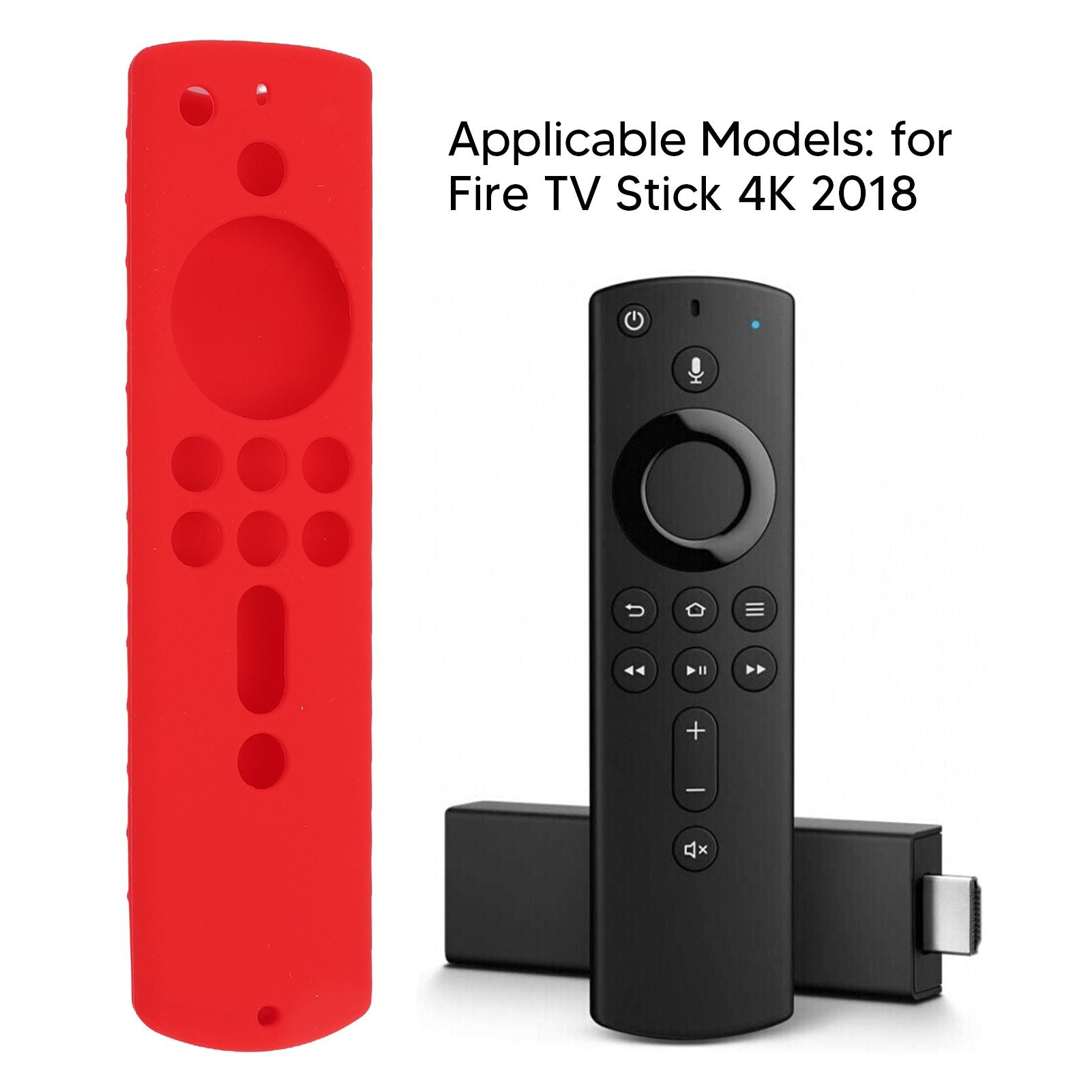 Silicone Protective Case for Fire TV Stick 4K 2018 Remote Control Shockproof Anti Slip Protective Cover Red V1294-YM0512-3117220258011