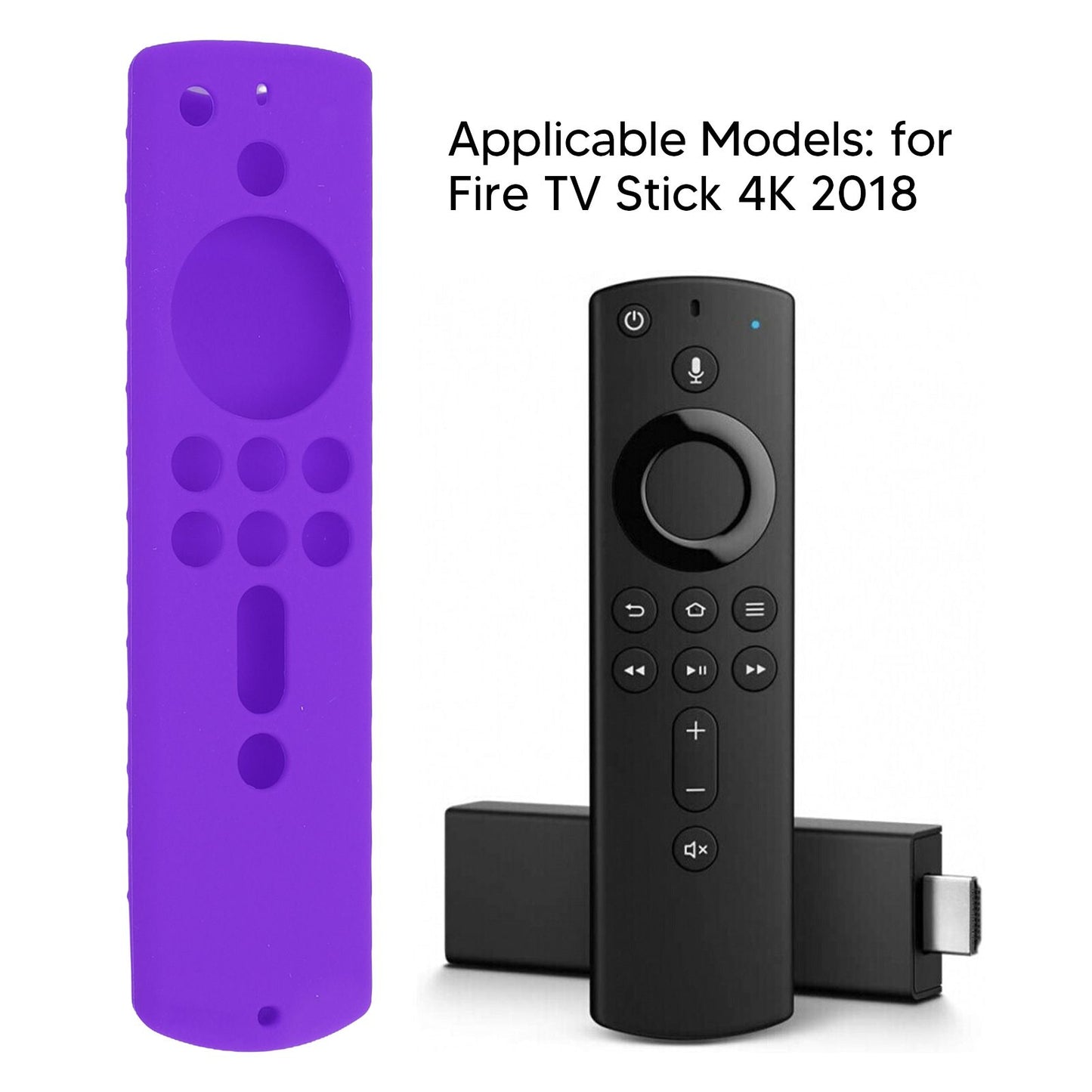 Silicone Protective Case for Fire TV Stick 4K 2018 Remote Control Shockproof Anti Slip Protective Cover Purple V1294-YM0512-3117220258014