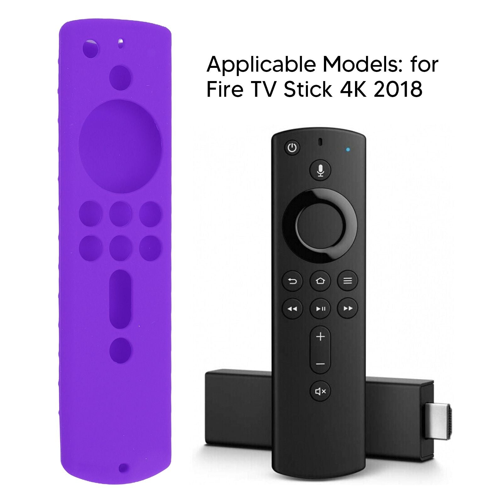 Silicone Protective Case for Fire TV Stick 4K 2018 Remote Control Shockproof Anti Slip Protective Cover Purple V1294-YM0512-3117220258014