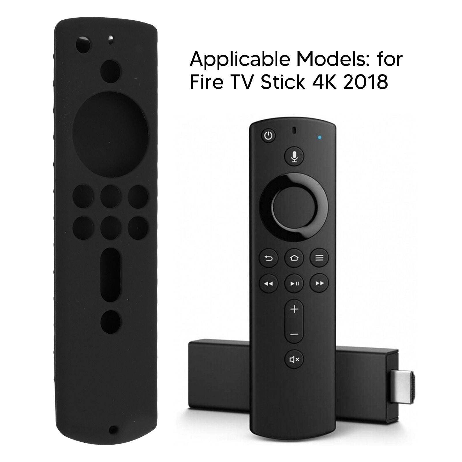 Silicone Protective Case for Fire TV Stick 4K 2018 Remote Control Shockproof Anti Slip Protective Cover Black V1294-YM0512-3117220258015