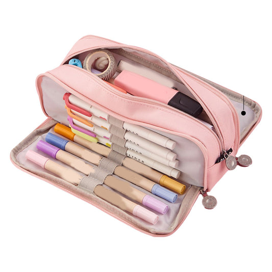 Pencil Pouch With 3 Compartments Large Capacity Double Opening Soft Canvas Dustproof Zipper Pencil Case for V1294-YM0512-3117220258711