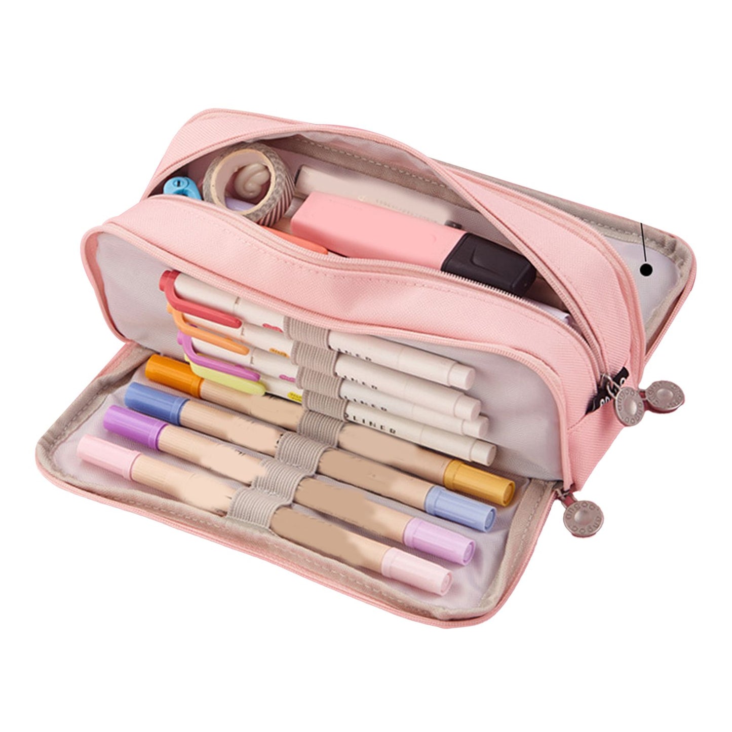 Pencil Pouch With 3 Compartments Large Capacity Double Opening Soft Canvas Dustproof Zipper Pencil Case for V1294-YM0512-3117220258711