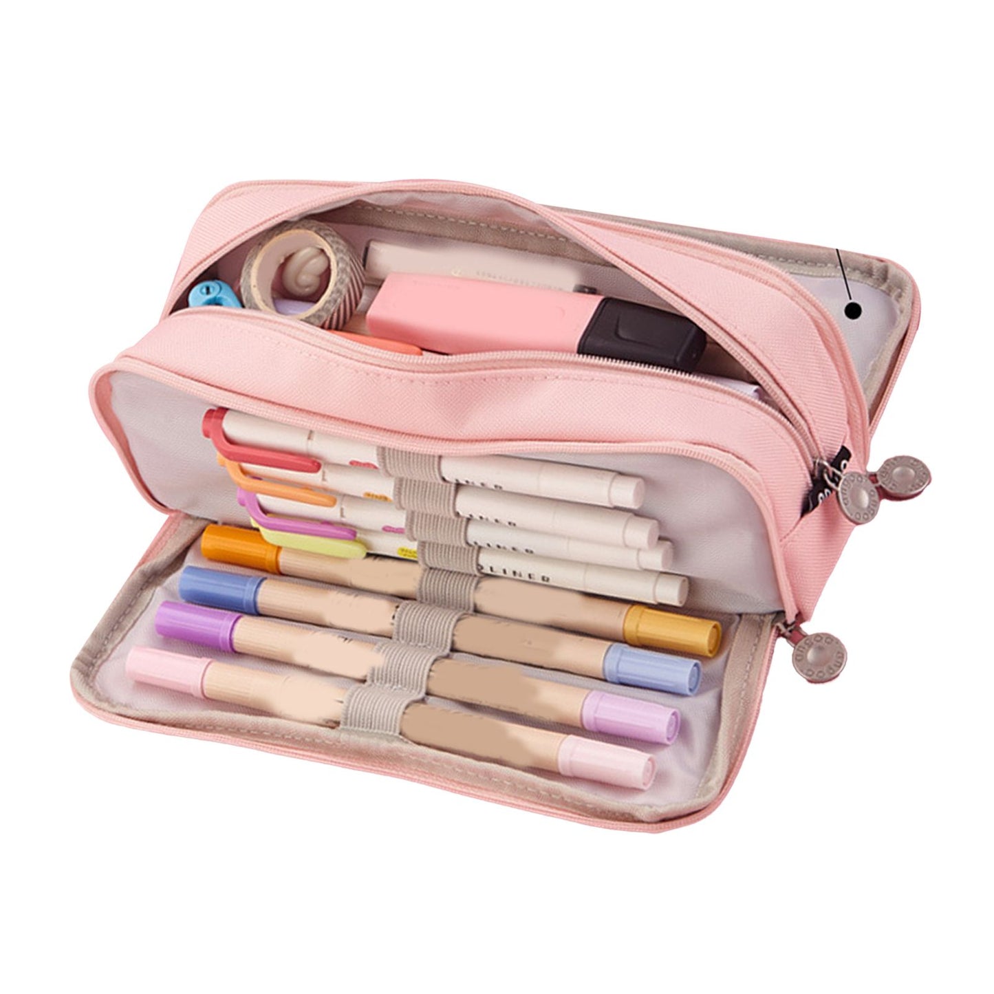 Pencil Pouch With 3 Compartments Large Capacity Double Opening Soft Canvas Dustproof Zipper Pencil Case for V1294-YM0512-3117220258711
