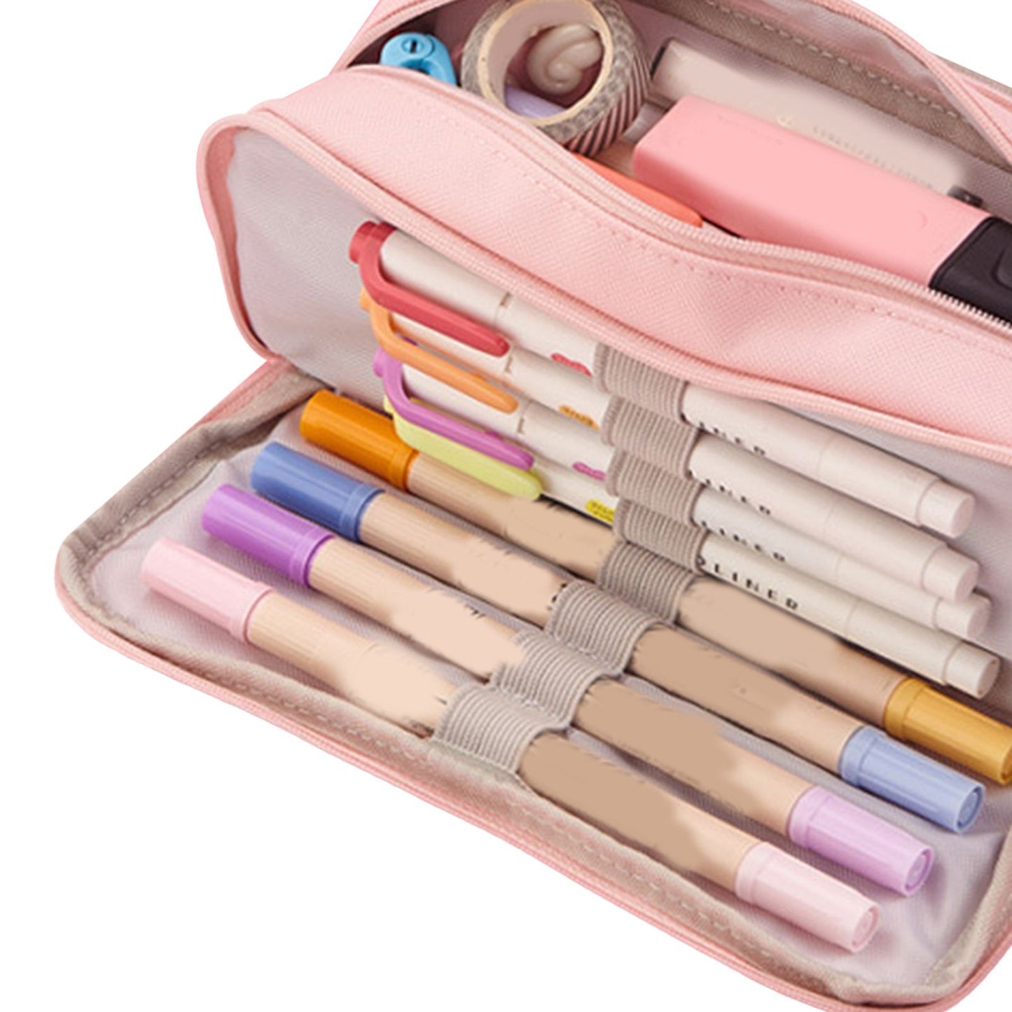 Pencil Pouch With 3 Compartments Large Capacity Double Opening Soft Canvas Dustproof Zipper Pencil Case for V1294-YM0512-3117220258711