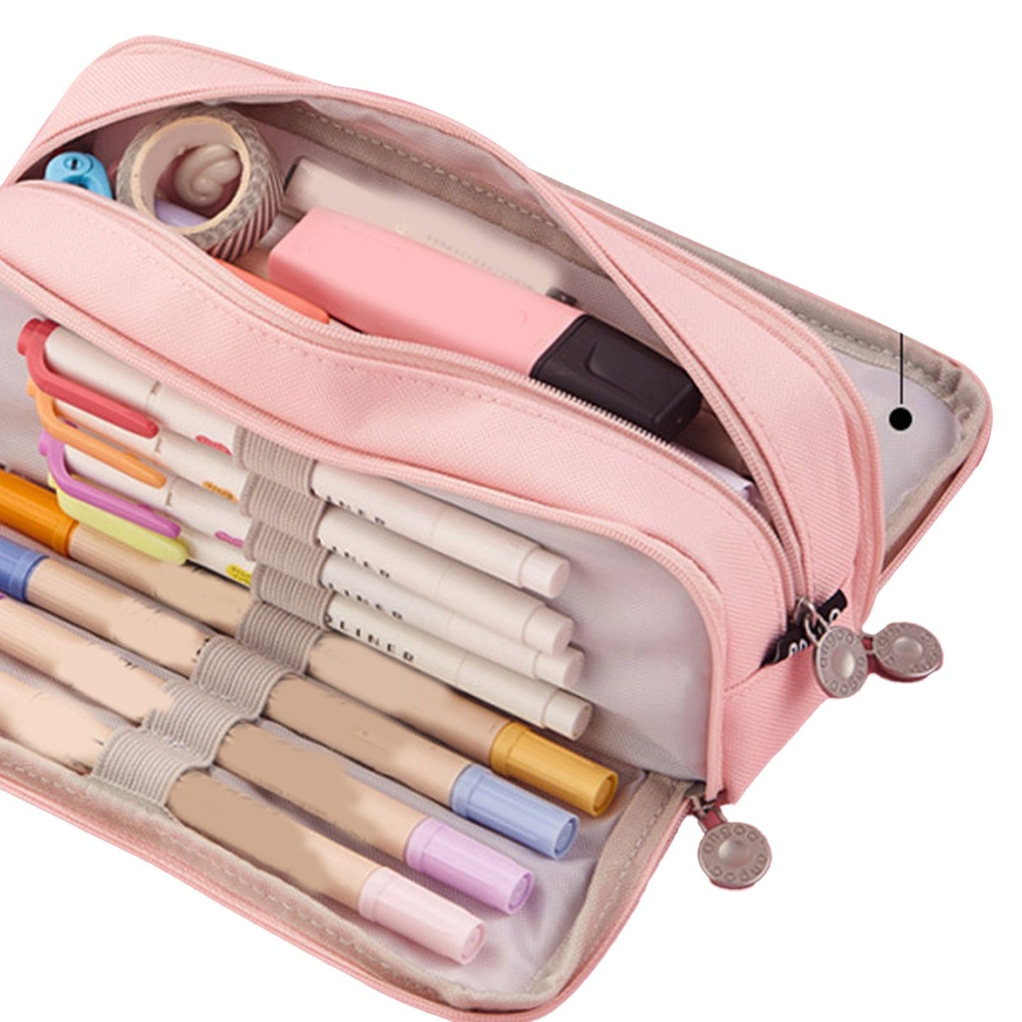 Pencil Pouch With 3 Compartments Large Capacity Double Opening Soft Canvas Dustproof Zipper Pencil Case for V1294-YM0512-3117220258711