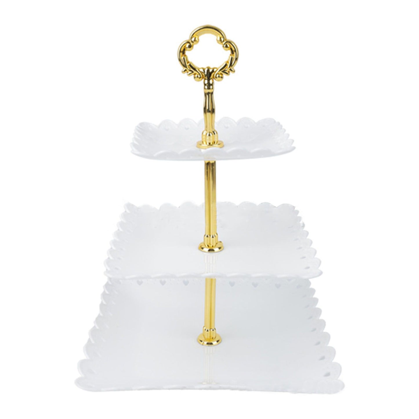 White 3 Tier Cupcake Stand Stable Plastic Decorative Square Dessert Serving Tray Rack for Weddings Parties V1294-YM0512-3117220258811