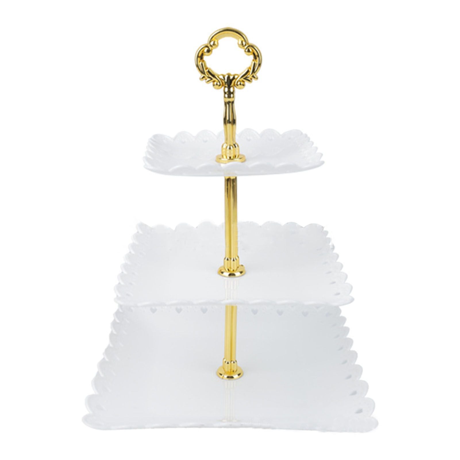 White 3 Tier Cupcake Stand Stable Plastic Decorative Square Dessert Serving Tray Rack for Weddings Parties V1294-YM0512-3117220258811