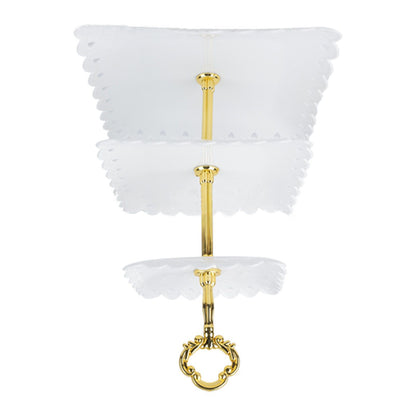 White 3 Tier Cupcake Stand Stable Plastic Decorative Square Dessert Serving Tray Rack for Weddings Parties V1294-YM0512-3117220258811