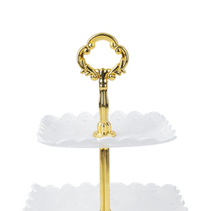 White 3 Tier Cupcake Stand Stable Plastic Decorative Square Dessert Serving Tray Rack for Weddings Parties V1294-YM0512-3117220258811