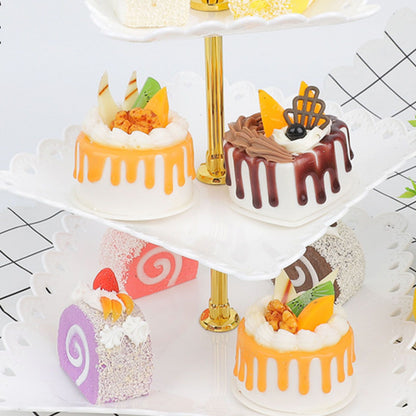 White 3 Tier Cupcake Stand Stable Plastic Decorative Square Dessert Serving Tray Rack for Weddings Parties V1294-YM0512-3117220258811
