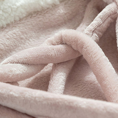 Hooded Blanket Wearable Polyester Plush Rabbit Ear Hooded Blanket Throw Soft Warm Blanket for Home Pink Large V1294-YM0512-3117220259411