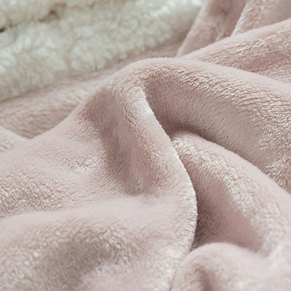 Hooded Blanket Wearable Polyester Plush Rabbit Ear Hooded Blanket Throw Soft Warm Blanket for Home Pink Large V1294-YM0512-3117220259411