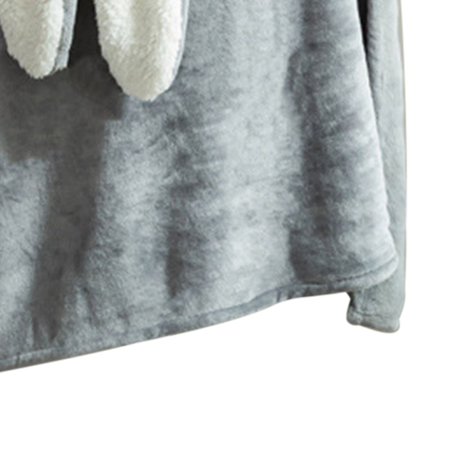 Hooded Blanket Wearable Polyester Plush Rabbit Ear Hooded Blanket Throw Soft Warm Blanket for Home Dark Gray V1294-YM0512-3117220259412