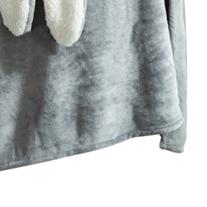 Hooded Blanket Wearable Polyester Plush Rabbit Ear Hooded Blanket Throw Soft Warm Blanket for Home Dark Gray V1294-YM0512-3117220259412