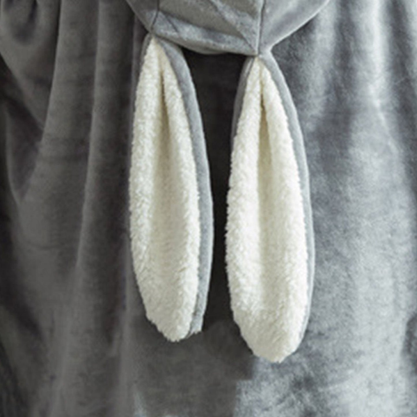 Hooded Blanket Wearable Polyester Plush Rabbit Ear Hooded Blanket Throw Soft Warm Blanket for Home Dark Gray V1294-YM0512-3117220259412