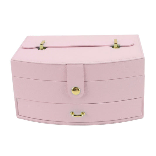 Travel Jewelry Case Portable 2 Layers PU Leather Jewelry Storage Holder Box with Clasp and Handle for V1294-YM0512-3117220259511