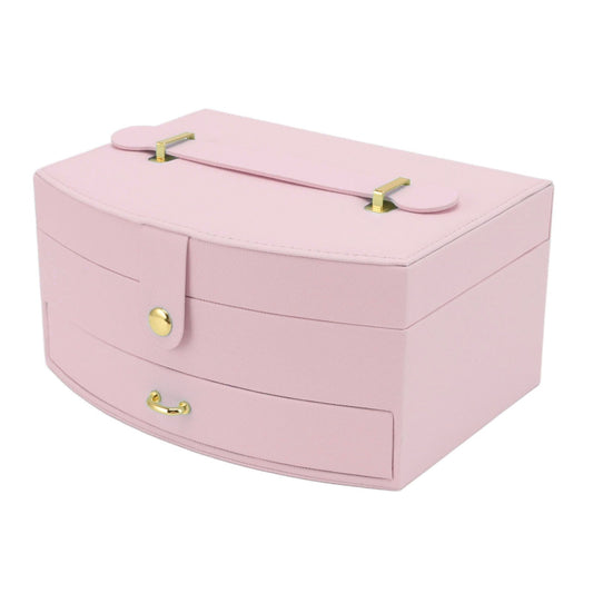 Travel Jewelry Case Portable 2 Layers PU Leather Jewelry Storage Holder Box with Clasp and Handle for V1294-YM0512-3117220259511
