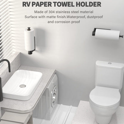 Single Hand Operable Paper Towel Holder Stainless Steel Wall Mount Paper Towel Rack for Kitchen Bathroom V1294-YM0512-3117220260011