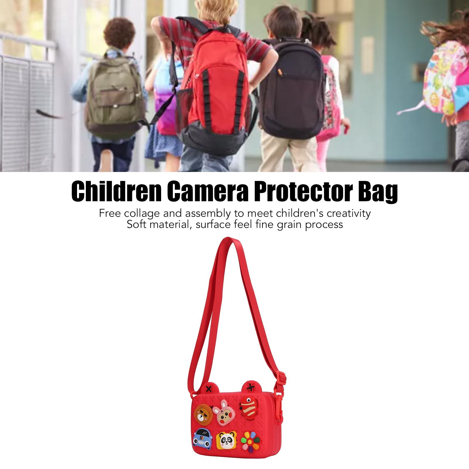 Cartoon Camera Shoulder Bags Children's Camera Protector Bag for Kids Birthday Gift Red V1294-YM0512-3117220261911