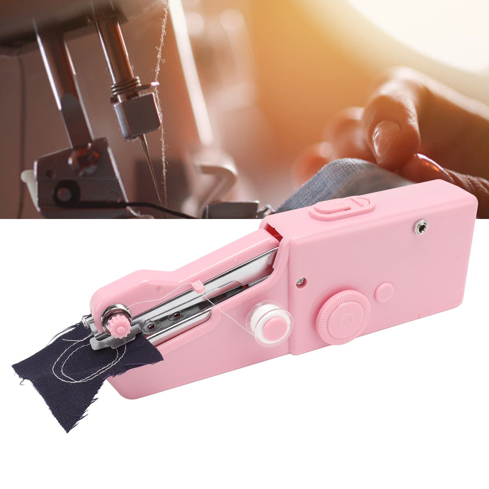 Handheld Sewing Machine Smoothing Stitching Portable Electric Sewing Tool for Home Travel Pink V1294-YM0512-3117220262512