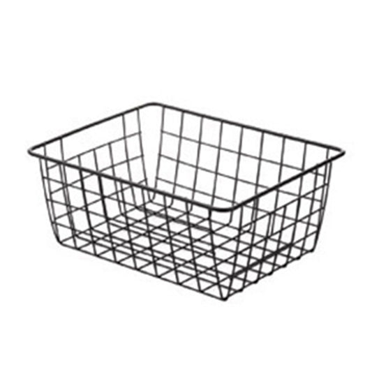 Wire Basket Hollow Breathable Large Multi Functional Iron Storage Basket for Underwear Snacks Fruits Toy Black V1294-YM0512-3117220262611