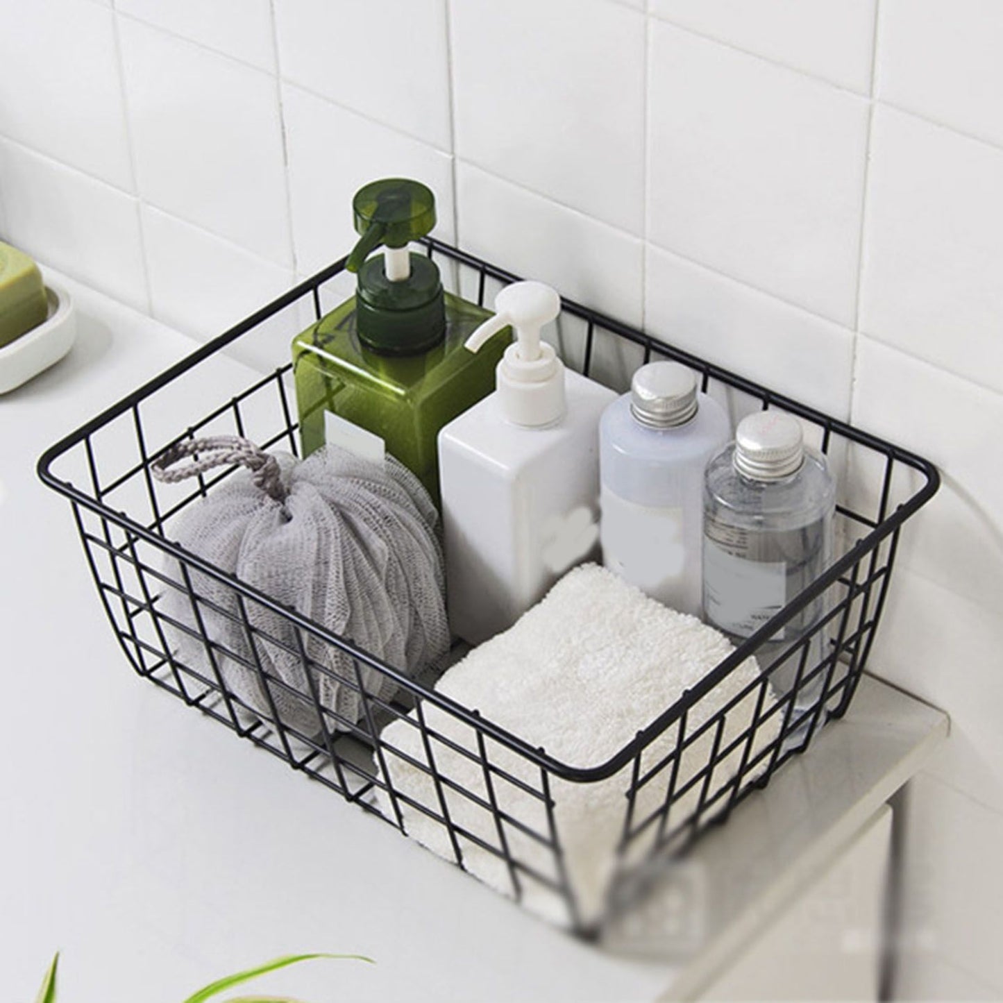 Wire Basket Hollow Breathable Large Multi Functional Iron Storage Basket for Underwear Snacks Fruits Toy Black V1294-YM0512-3117220262611