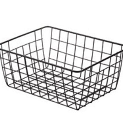 Wire Basket Hollow Breathable Large Multi Functional Iron Storage Basket for Underwear Snacks Fruits Toy Black V1294-YM0512-3117220262611