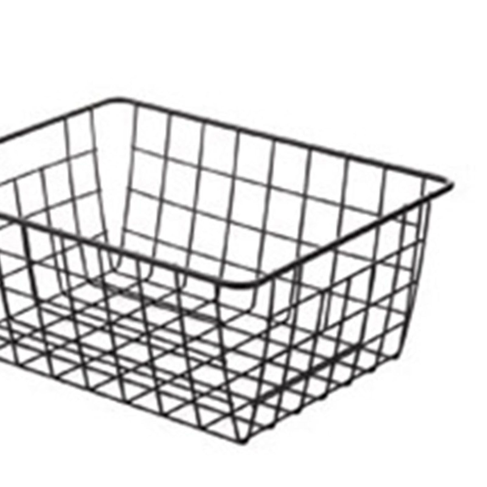 Wire Basket Hollow Breathable Large Multi Functional Iron Storage Basket for Underwear Snacks Fruits Toy Black V1294-YM0512-3117220262611