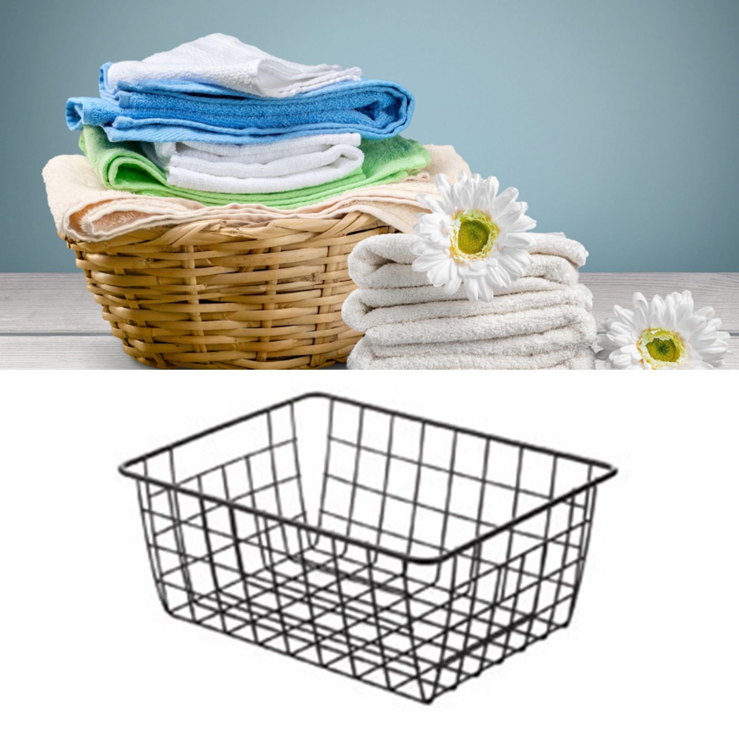 Wire Basket Hollow Breathable Large Multi Functional Iron Storage Basket for Underwear Snacks Fruits Toy Black V1294-YM0512-3117220262611