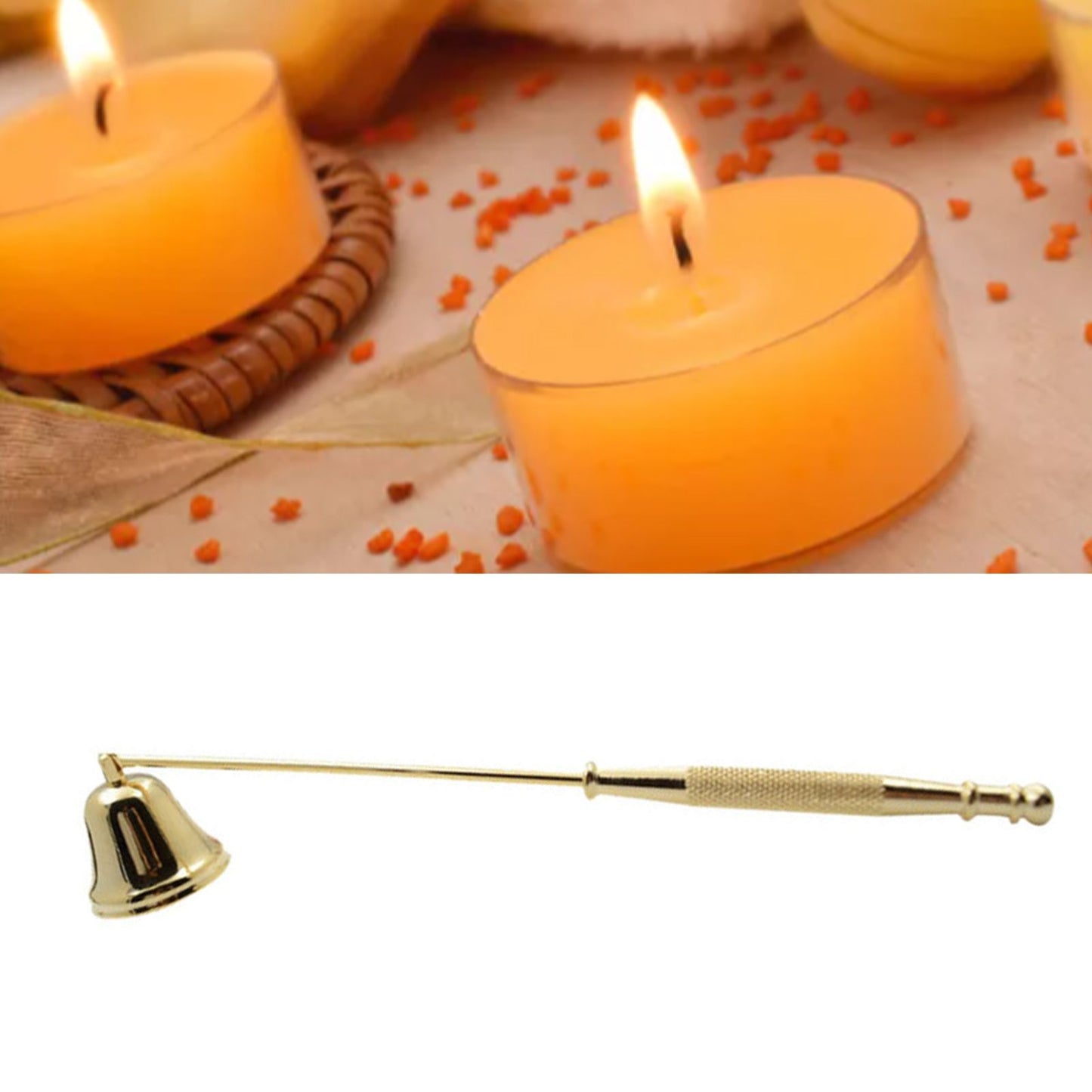 Candle Snuffer Bell Shaped Iron Electroplating Candle Extinguisher for Home Candle Tool Gold V1294-YM0512-3117220262811