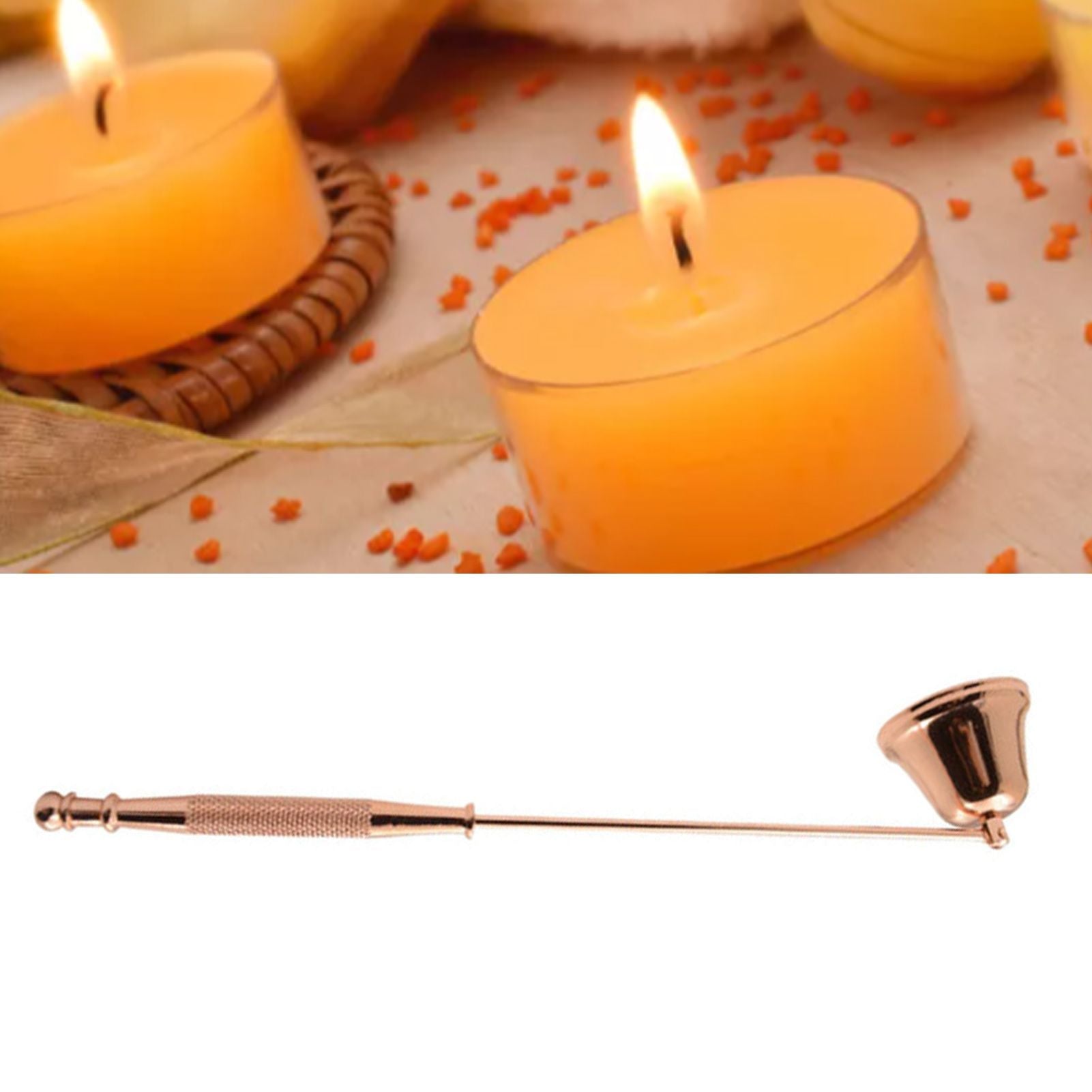 Candle Snuffer Bell Shaped Iron Electroplating Candle Extinguisher for Home Candle Tool Rose Gold V1294-YM0512-3117220262812