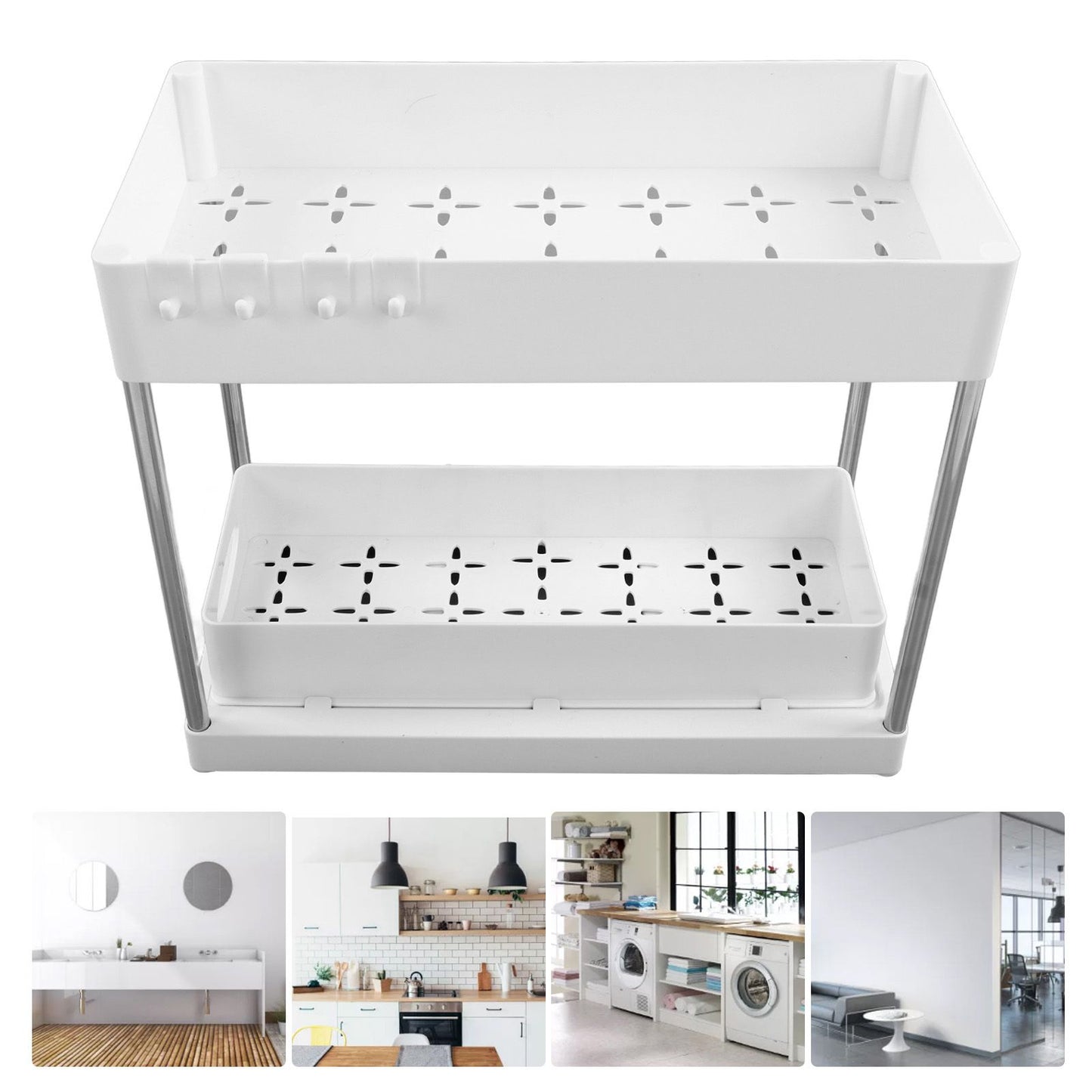 Slide Out Storage Baskets ABS Under Sink Organizer Cabinet Sliding Drawers for Kitchen Bathroom Cosmetic V1294-YM0512-3117220264212