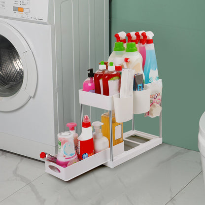 Slide Out Storage Baskets ABS Under Sink Organizer Cabinet Sliding Drawers for Kitchen Bathroom Cosmetic V1294-YM0512-3117220264212