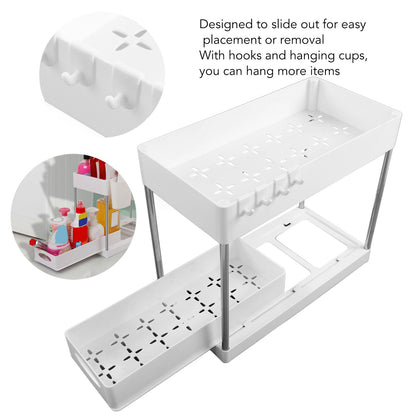 Slide Out Storage Baskets ABS Under Sink Organizer Cabinet Sliding Drawers for Kitchen Bathroom Cosmetic V1294-YM0512-3117220264212