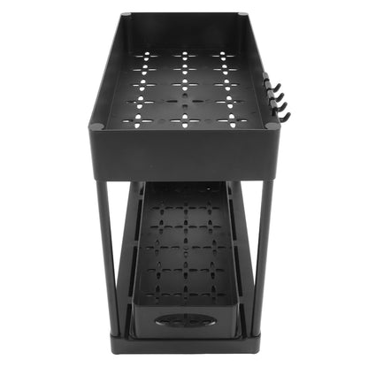 Slide Out Storage Basket Under Sink Organizer for Cabinet Sliding Drawers Countertop Pantry HIPS Black V1294-YM0512-3117220264411
